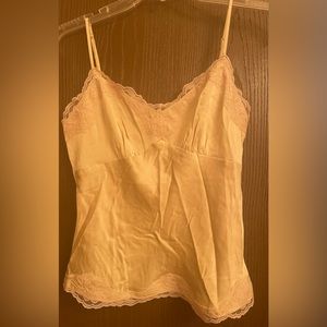 Ann Taylor Women's Sz-0 Beige Lace Trim Silk Blend Dressy Camisole